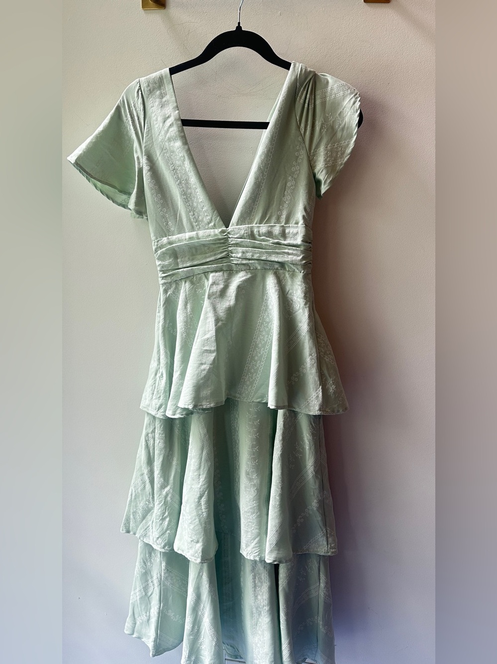 Altar’d State, Sage Embroidered Tiered Maxi Dress XS AND XXS | 604